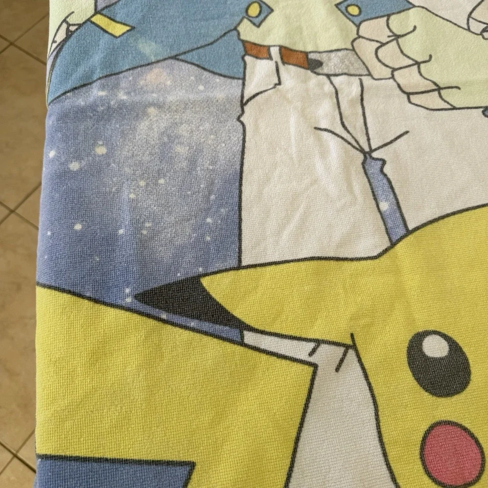 Vintage 1999 2000 Nintendo Pokemon Pikachu Beach Towel Gotta Catch Em All Bleach